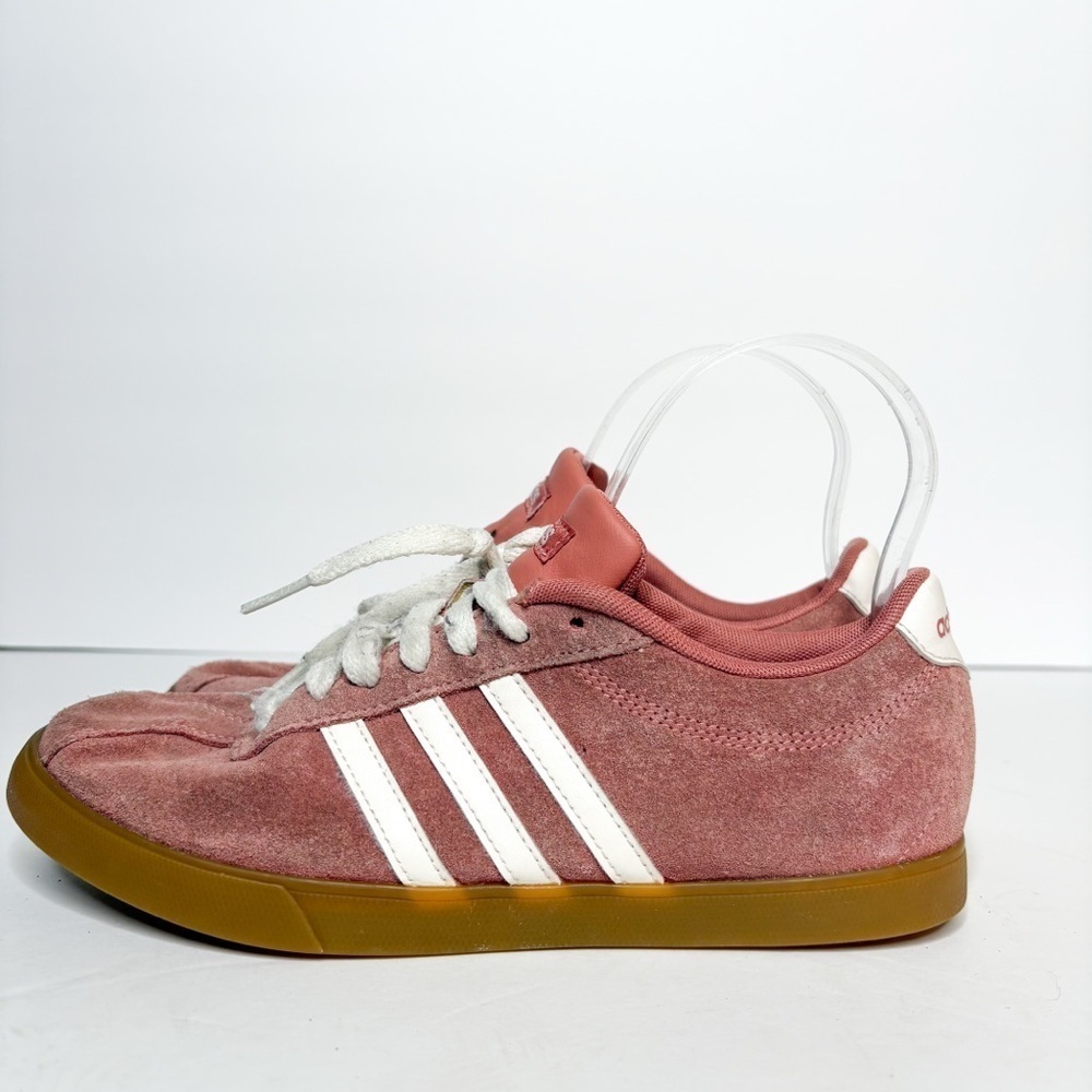 Adidas Courtset Pink Rose Suede Trainers White Sneakers Size 7 Women’s